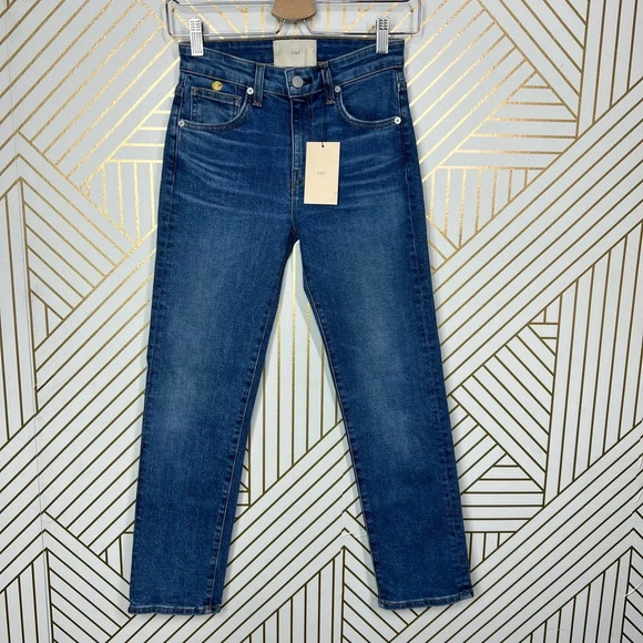CQY Friend Los Angeles High-Rise Straight Leg Jeans Blue Size 24 - Picture 2 of 12